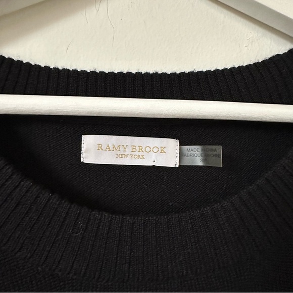 RAMY BROOK Tasha Cold Shoulder Side Zip Black Wool Sweater Top Size S - Picture 8 of 9